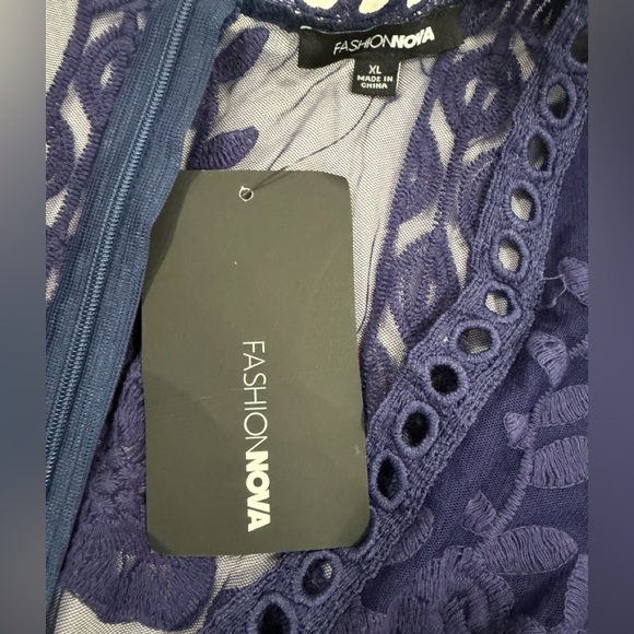 Fashion Nova Deep Blue Lace Romper - Picture 5 of 9